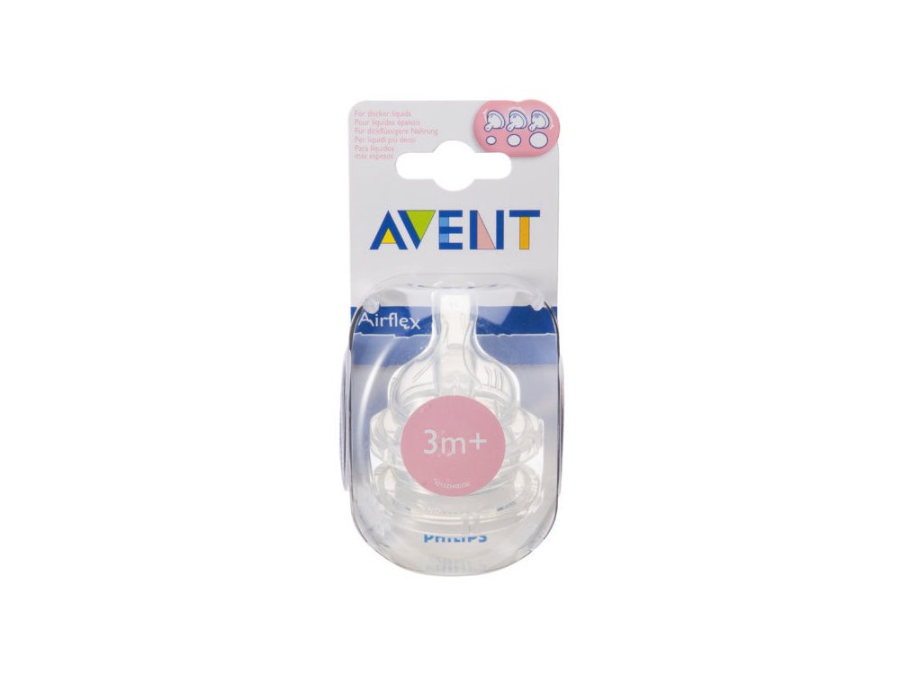 Philips Avent, Θήλες σιλικόνης Μεταβλητής ροής 3m+, Χωρίς BPA, 2τμχ